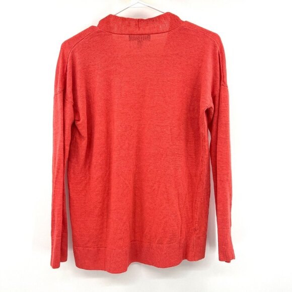 Banana Republic Coral Pink Linen Blend V-Neck Sweater Women's Medium - Picture 4 of 4